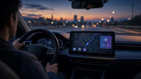 Android Auto ekranında Gemini'ın kişisel yanıt özelliğini gösteren görsel