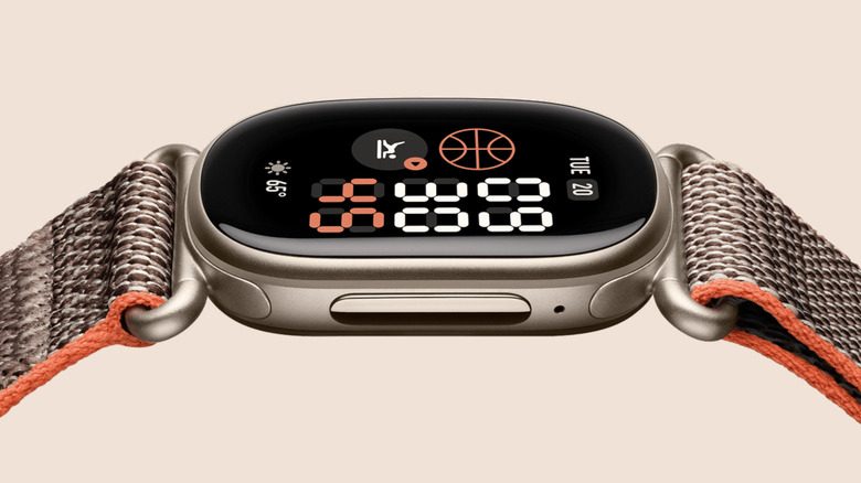 Stephen Curry özel sürümü Fitbit Edge, soluk altın rengi alüminyum kasa ve örgü kumaş kordon
