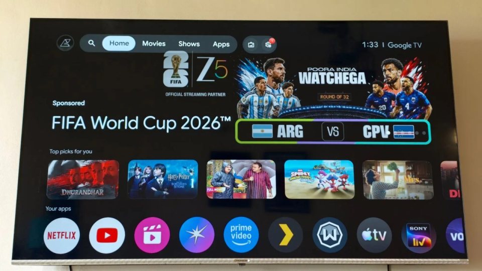 Google TV ana ekranında görülen reklamlar