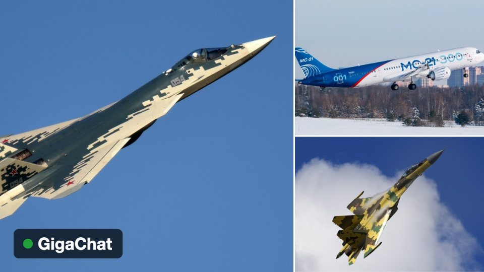 Su-57, MC-21 ve Su-35 uçaklarından oluşan kolaj