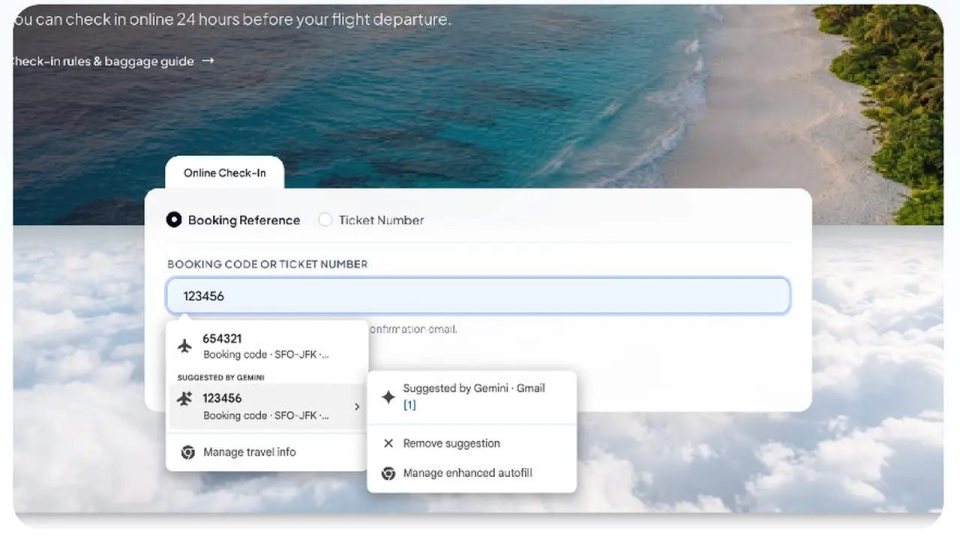 Chrome tarayıcısının otomatik doldurma ekranı.